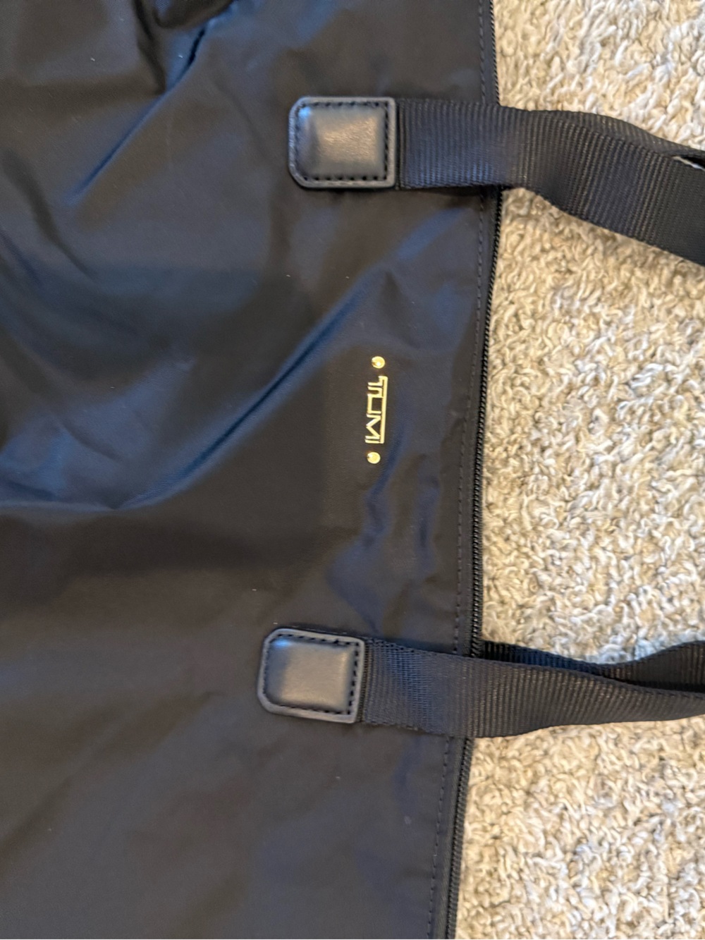 Tumi Black Nylon Tote with Gold Logo